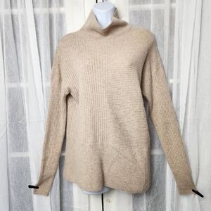 Summersalt Cashmere Wool Funnel Neck Sweater Womens S Beige Luxe Knit Pullover